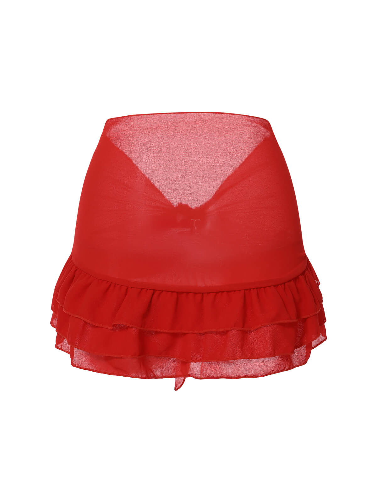 Rot 1960er Solide Chiffon Rock Cover-Up - Image 3