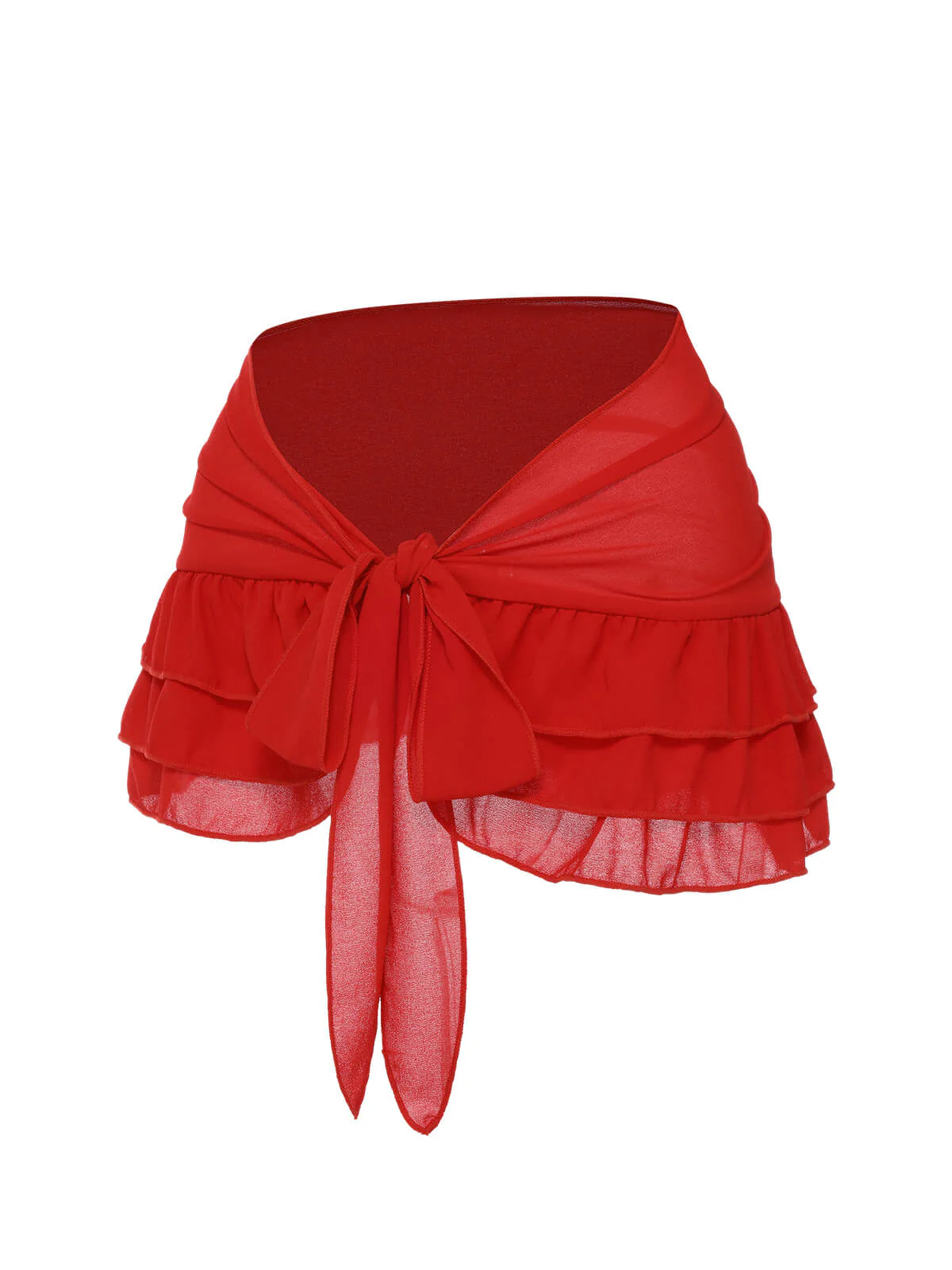 Rot 1960er Solide Chiffon Rock Cover-Up - Image 4