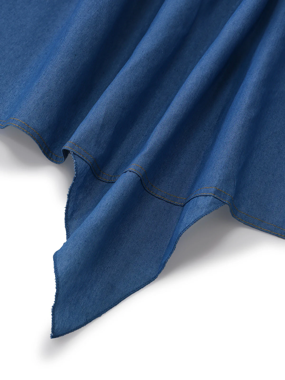 Blau 1960er Spaghetti Träger Denim High-Low-Saum Kleid - Image 6