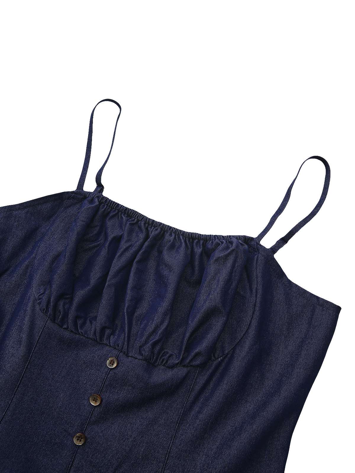 Blau 1960er Spaghetti Träger Gerafft Mini Kleid - Image 4
