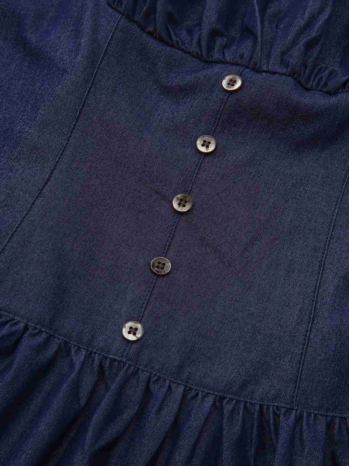 Blau 1960er Spaghetti Träger Gerafft Mini Kleid - Image 6