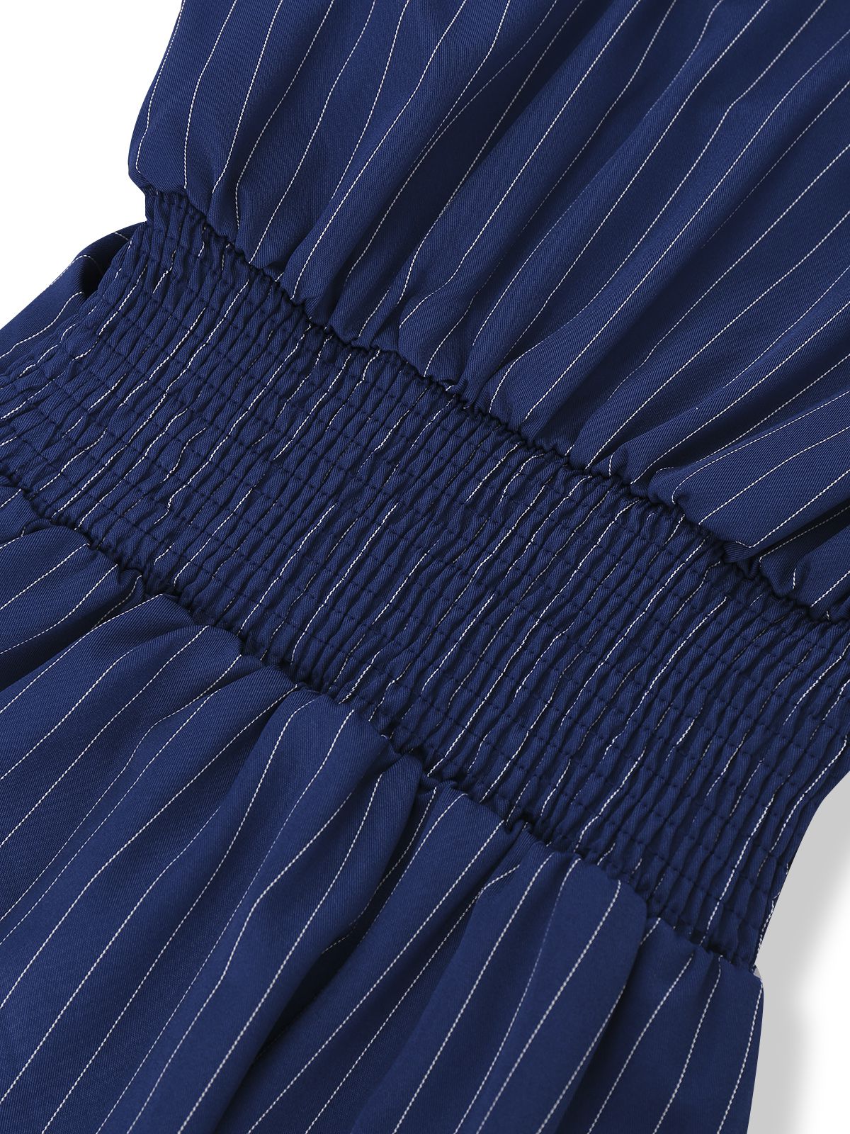Blau 1960er V-Ausschnitt Wickeln Streifen Hemd Kleid - Image 7