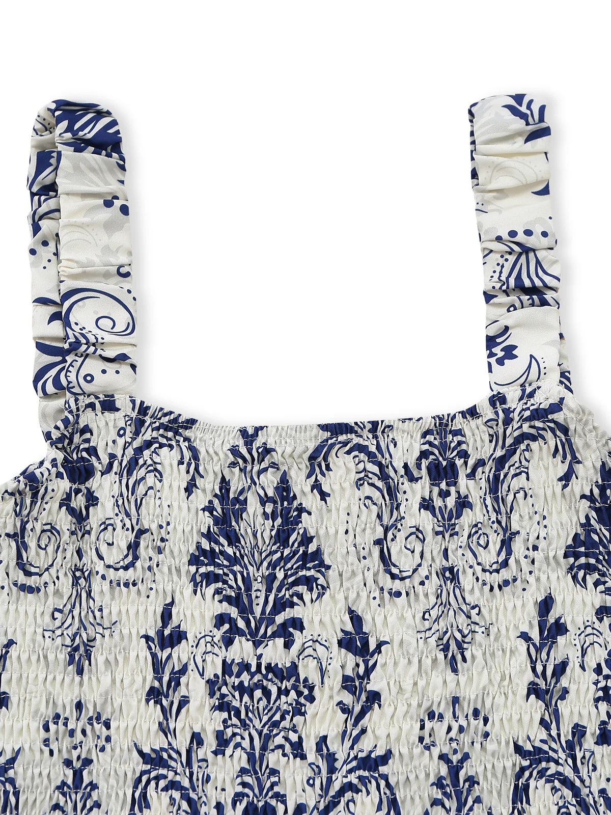 Blau 1970er Barock Gesmokt Träger Romper - Image 4