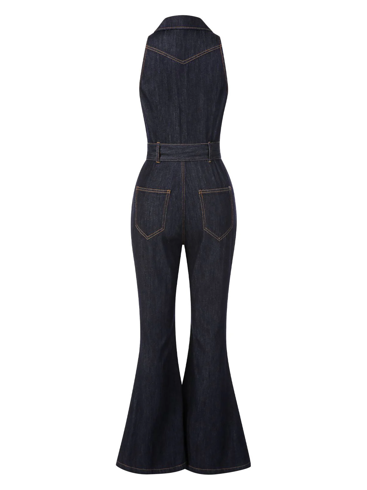 Blau 1970er Baumwolle Denim Ausgestellter Jumpsuit - Image 5