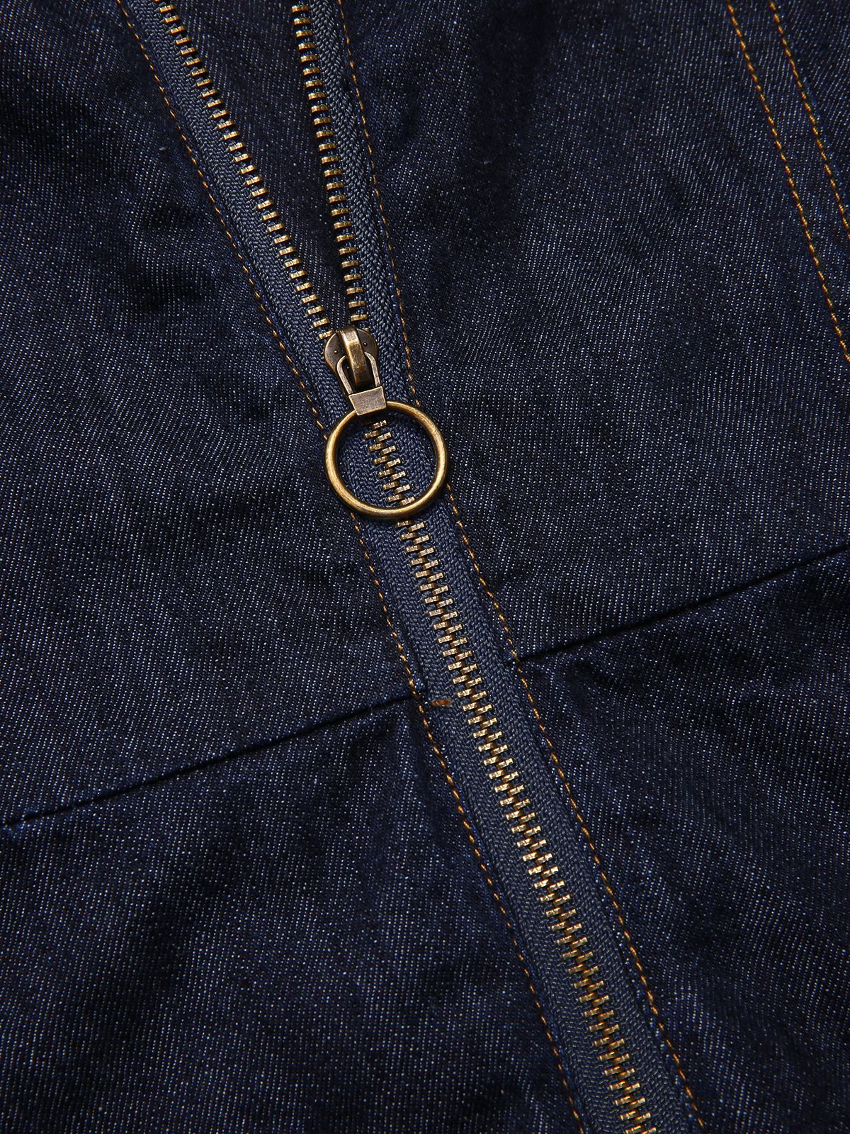 Blau 1970er Baumwolle Denim Ausgestellter Jumpsuit - Image 6