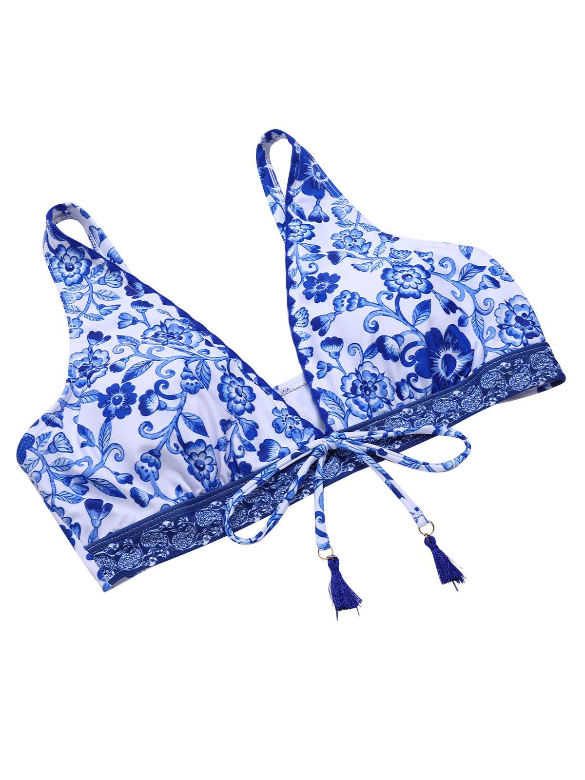 Blau 1970er Blumen Hohe Taille Badeanzug - Image 3