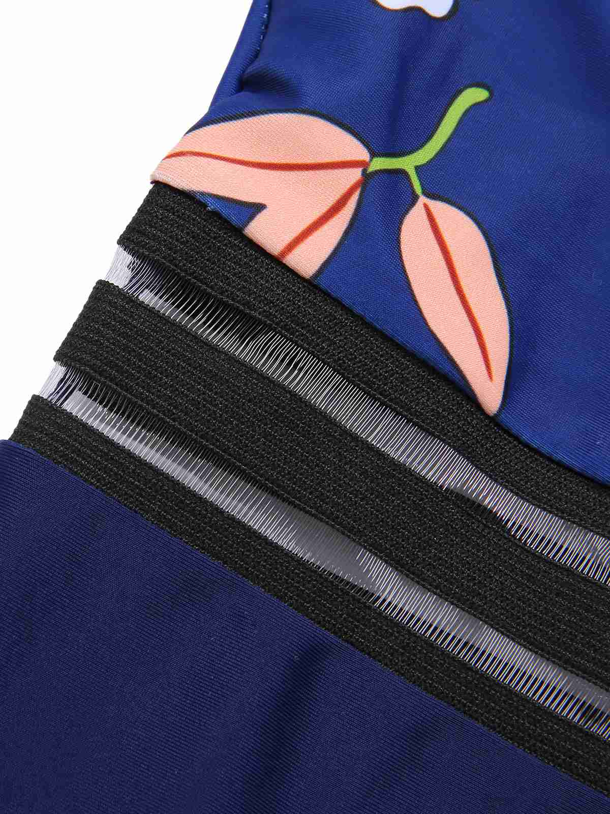 Blau 1970er Blumen Patchwork Einteiliger Badeanzug - Image 4