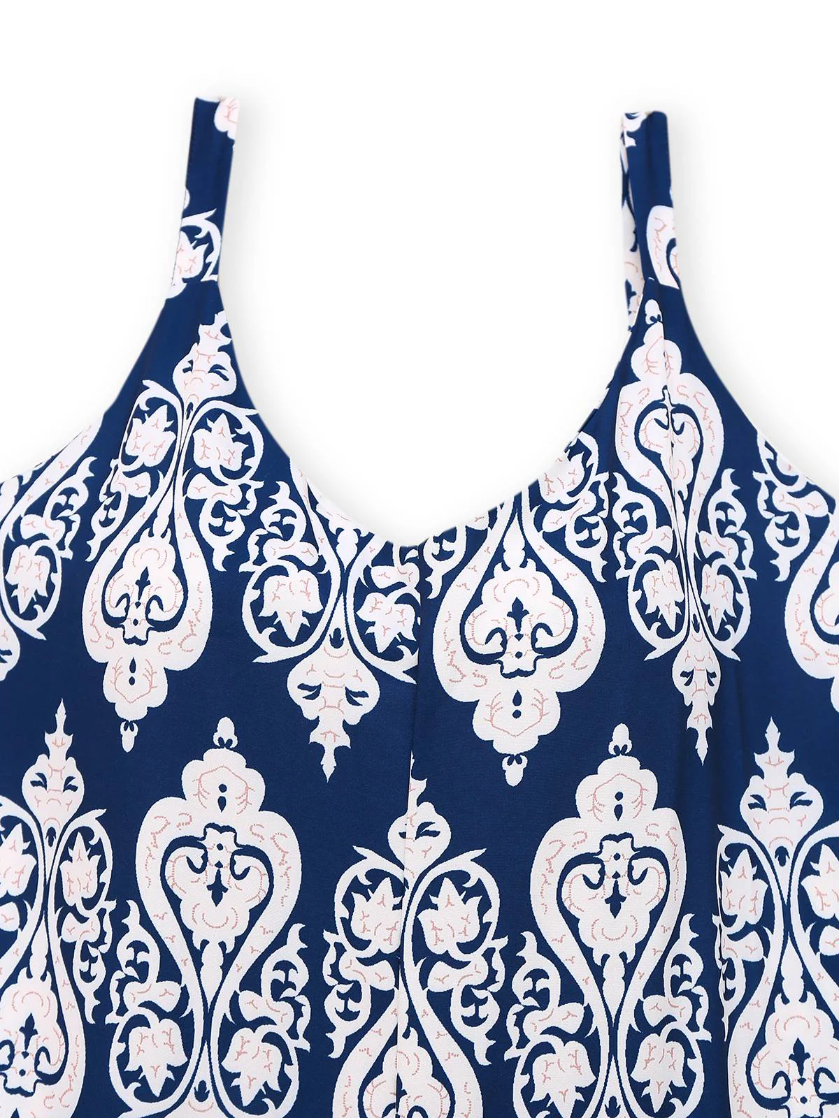 Blau 1970er Boho Ethnisch Drucken Träger Gürtel Jumpsuit - Image 3