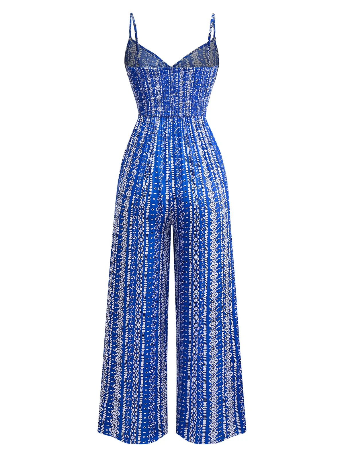 Blau 1970er Boho Spaghetti Träger Jumpsuit - Image 2