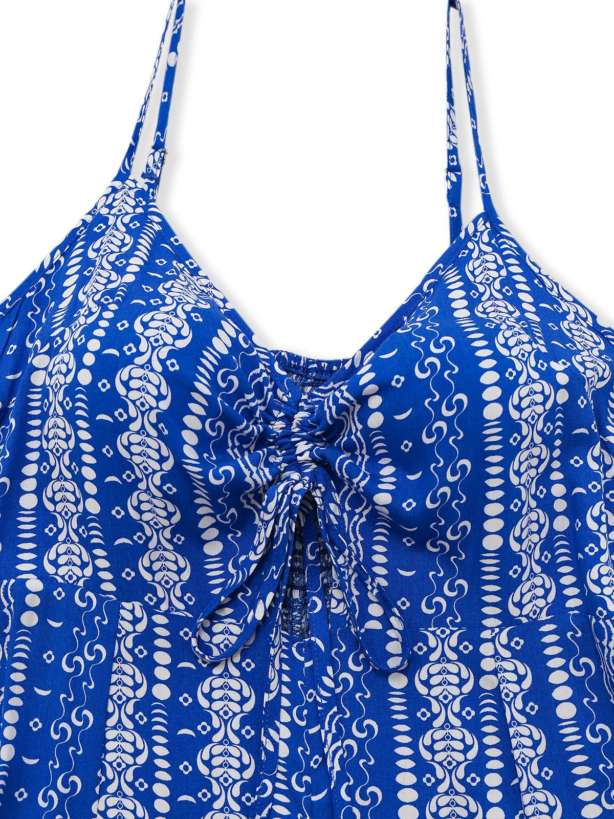 Blau 1970er Boho Spaghetti Träger Jumpsuit - Image 3