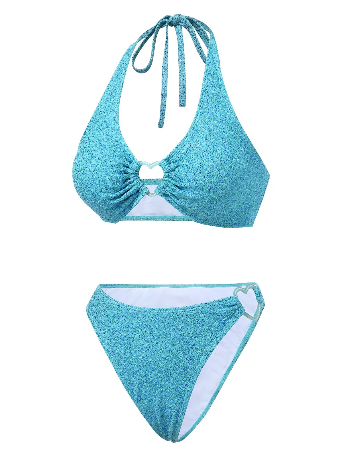 Blau 1970er Glitzer Herz Hohl Bikini Set - Image 2