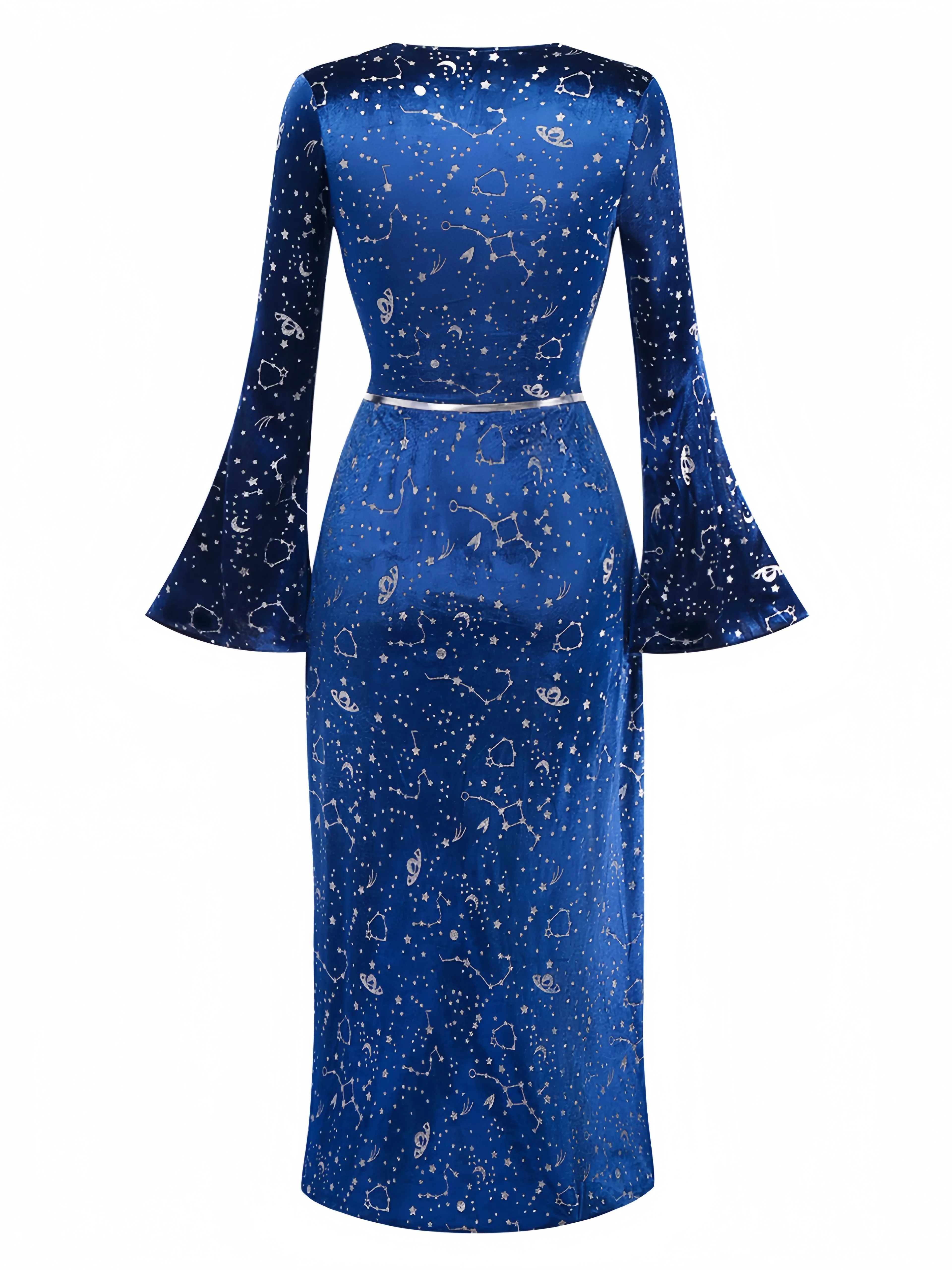 Blau 1970er Halloween Magician Cosplay Schlitz Kleid Mit Hut - Image 2