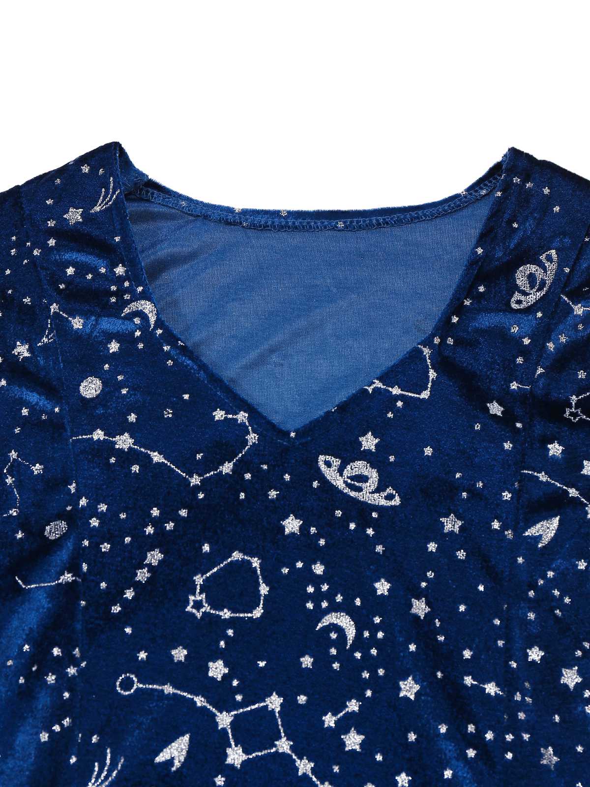 Blau 1970er Halloween Magician Cosplay Schlitz Kleid Mit Hut - Image 4