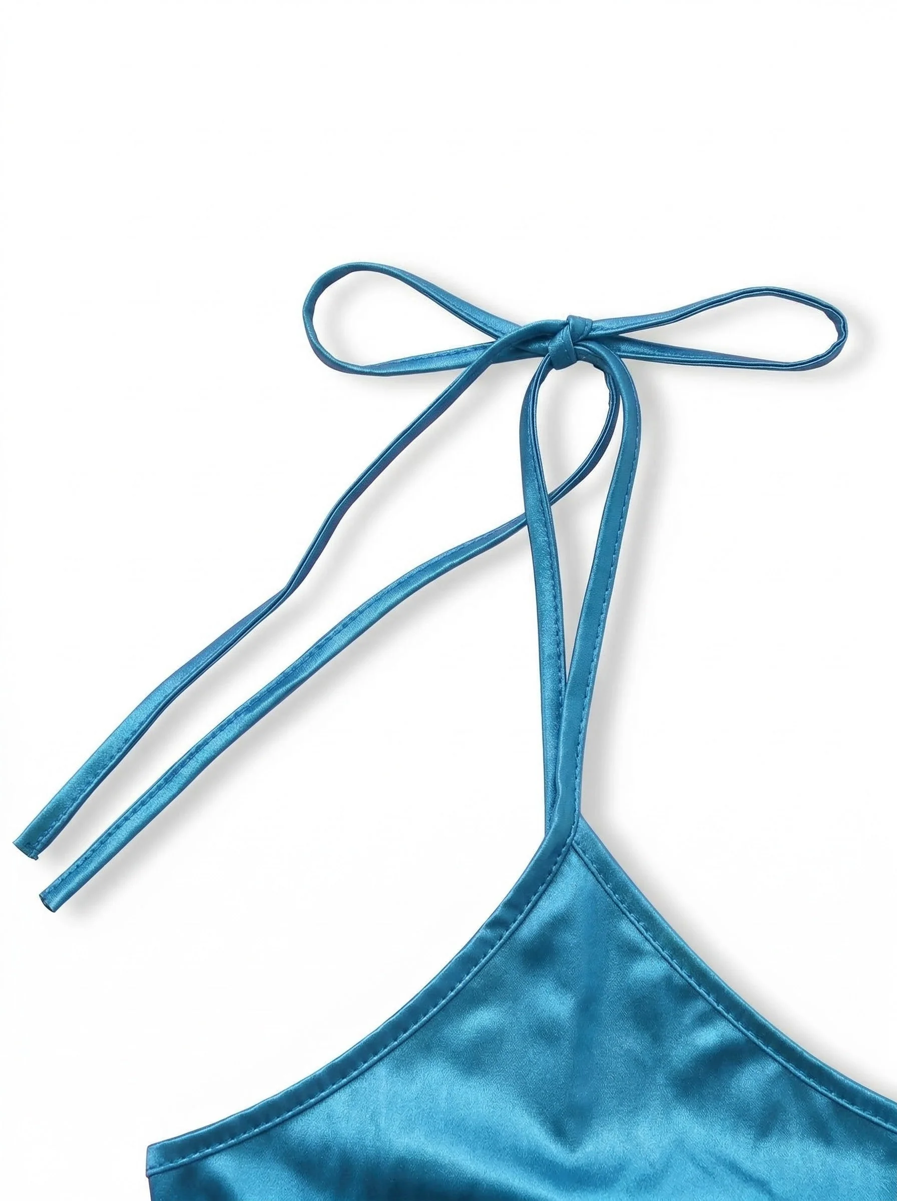 Blau 1970er Lackleder Spaghetti Träger Mini Kleid - Image 3