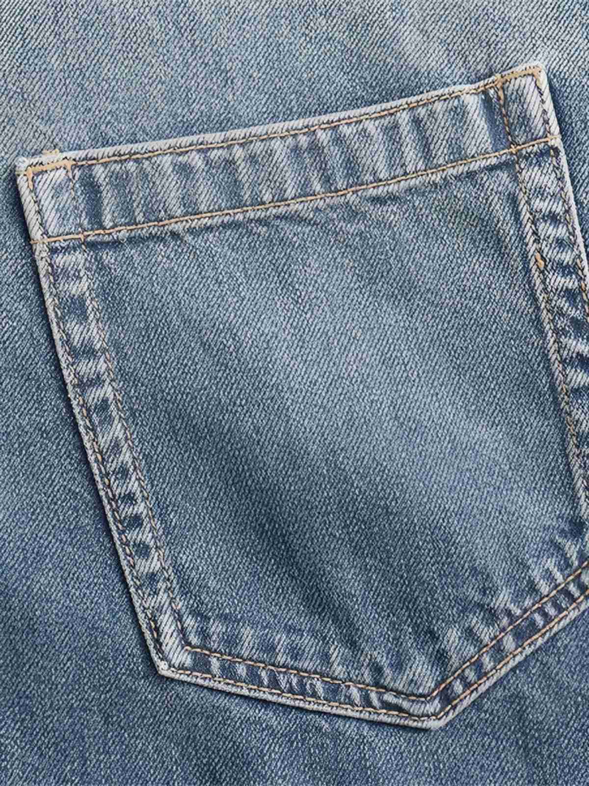Blau 1970er Loose Revers Denim Kleid - Image 5