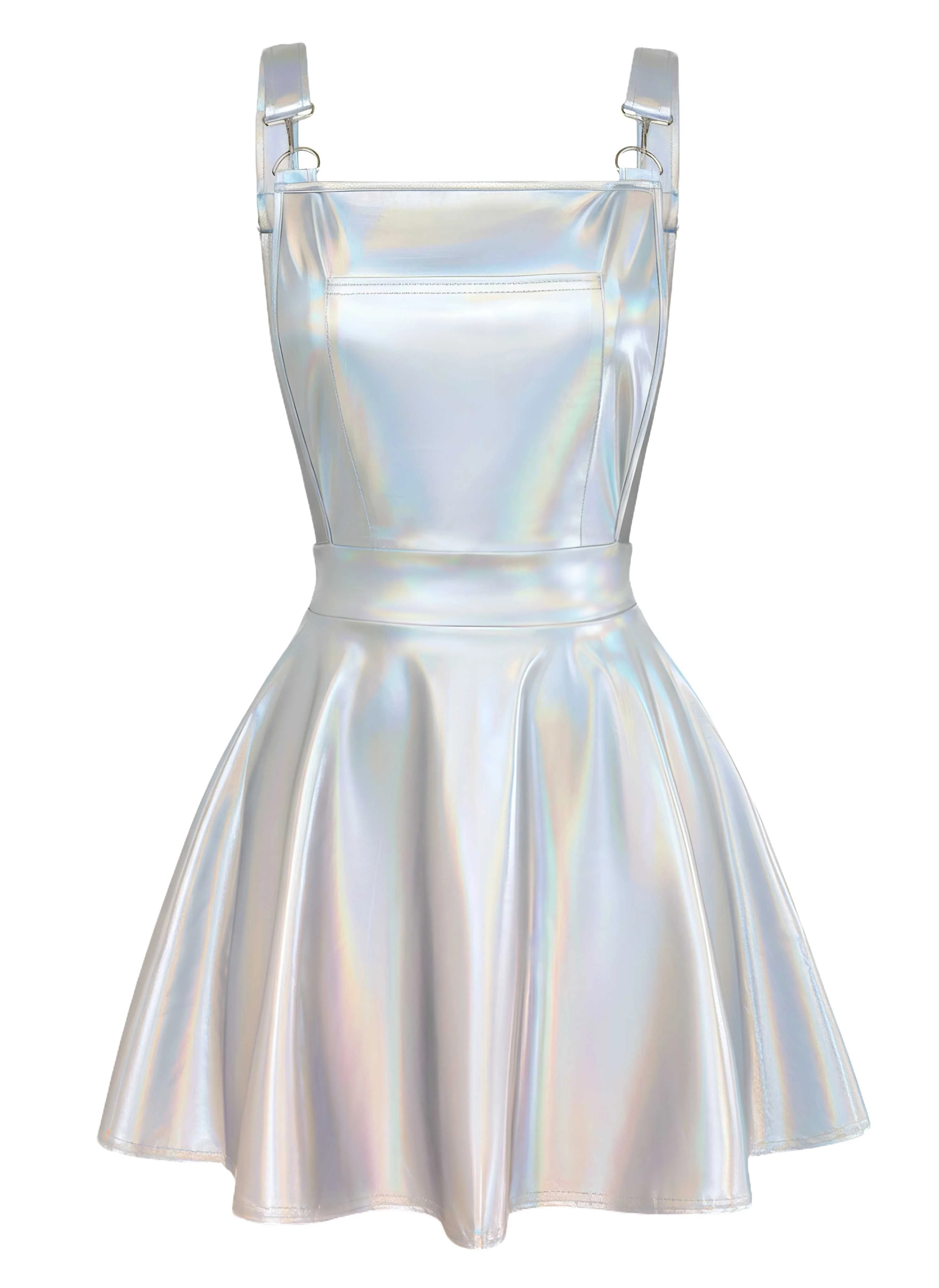 Blau 1970er Metallisch Holographic Suspender Kleid - Image 12