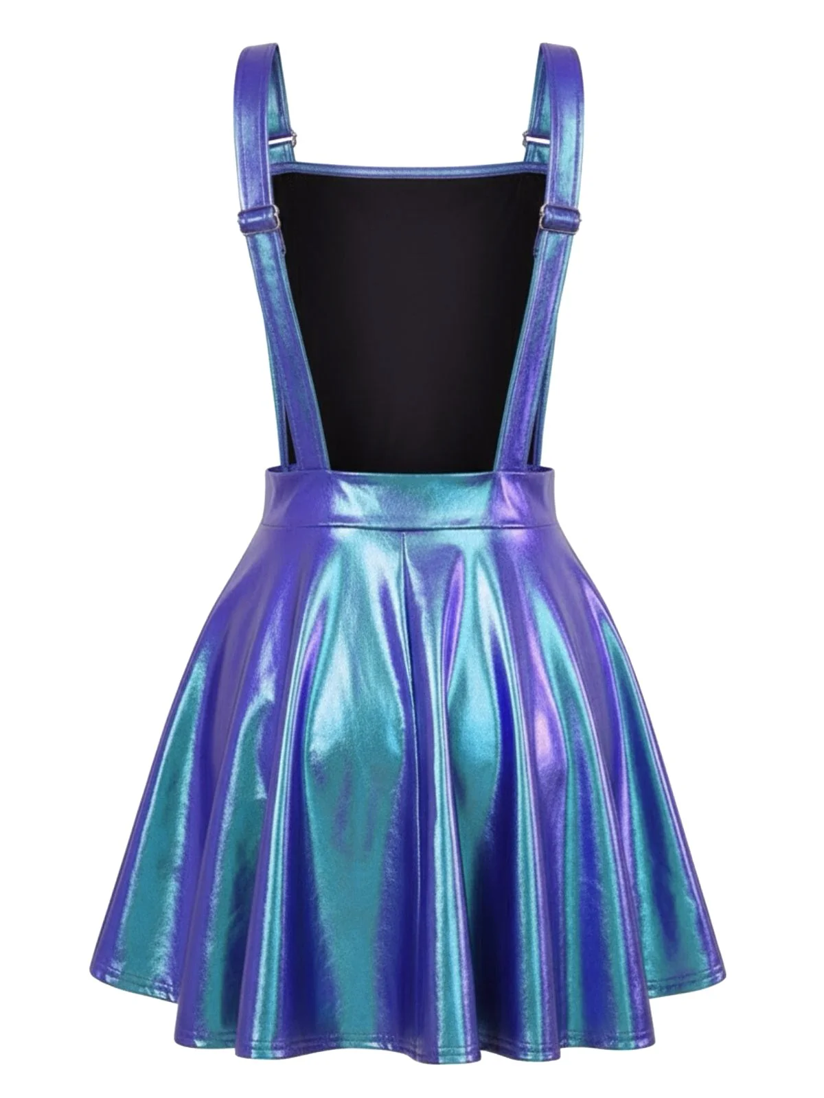 Blau 1970er Metallisch Holographic Suspender Kleid - Image 2