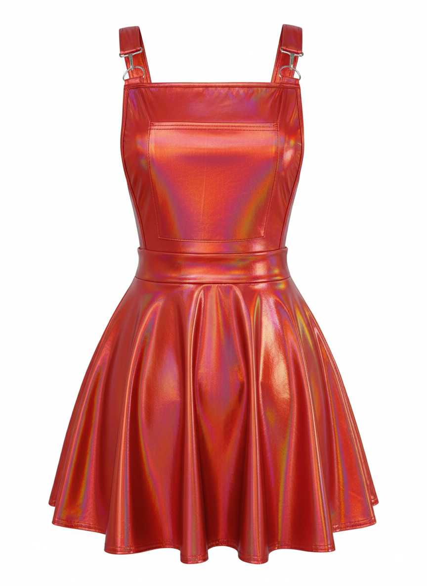 Blau 1970er Metallisch Holographic Suspender Kleid - Image 5