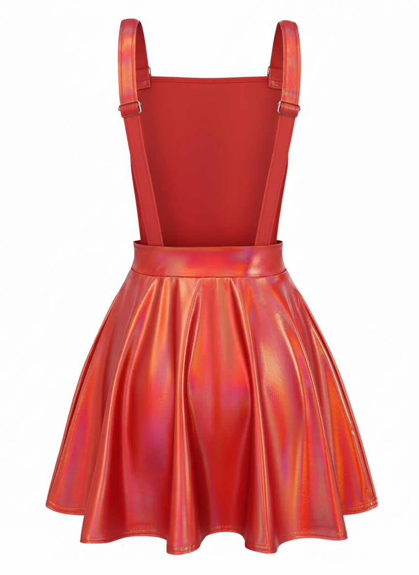Blau 1970er Metallisch Holographic Suspender Kleid - Image 6
