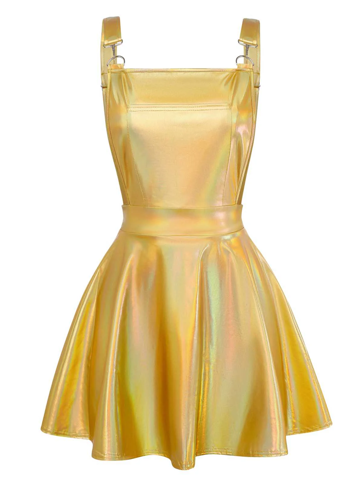 Blau 1970er Metallisch Holographic Suspender Kleid - Image 7