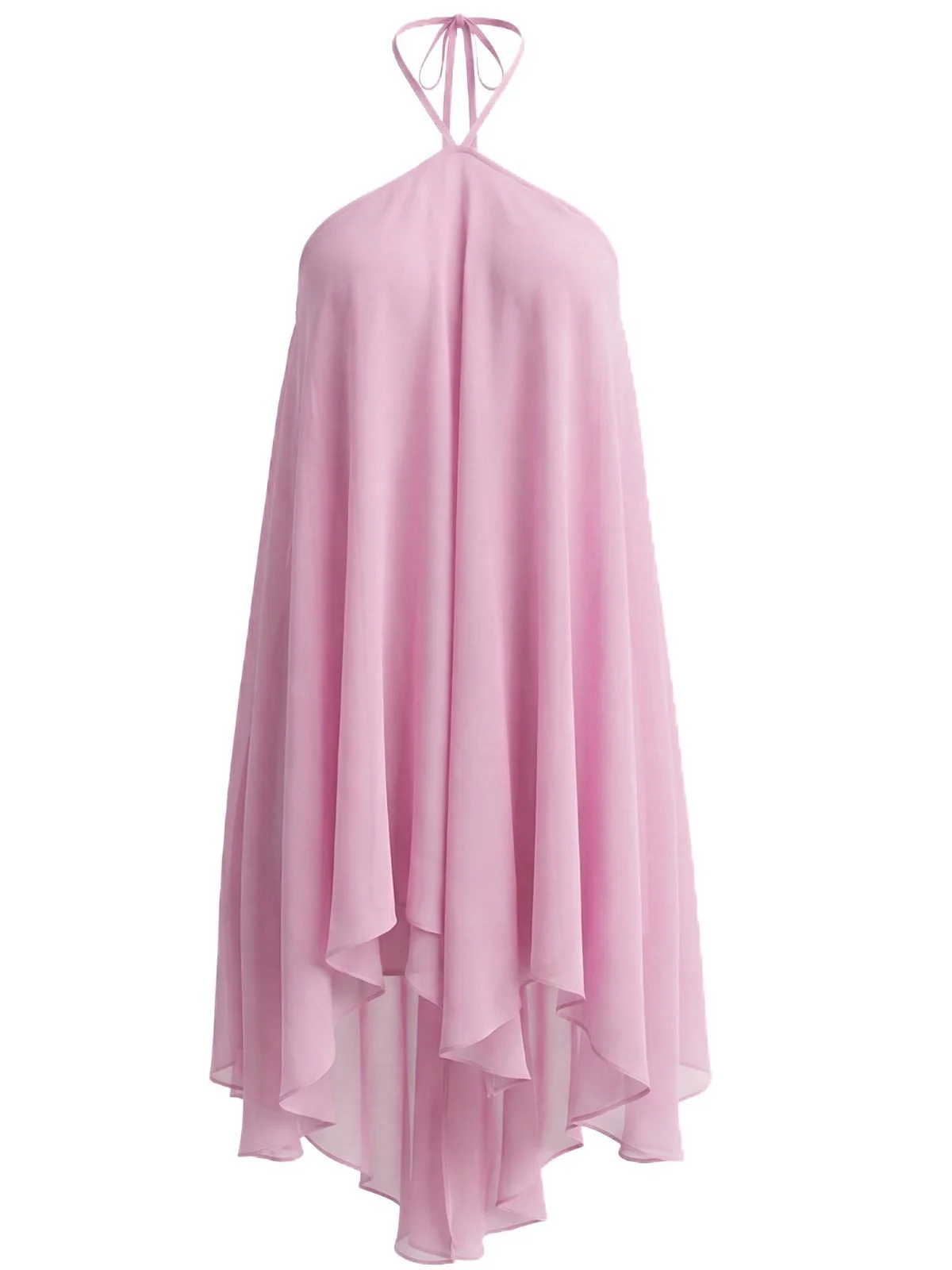 1970er Solide Mehrschichtig Chiffon Binde Babydoll Kleid - Image 3
