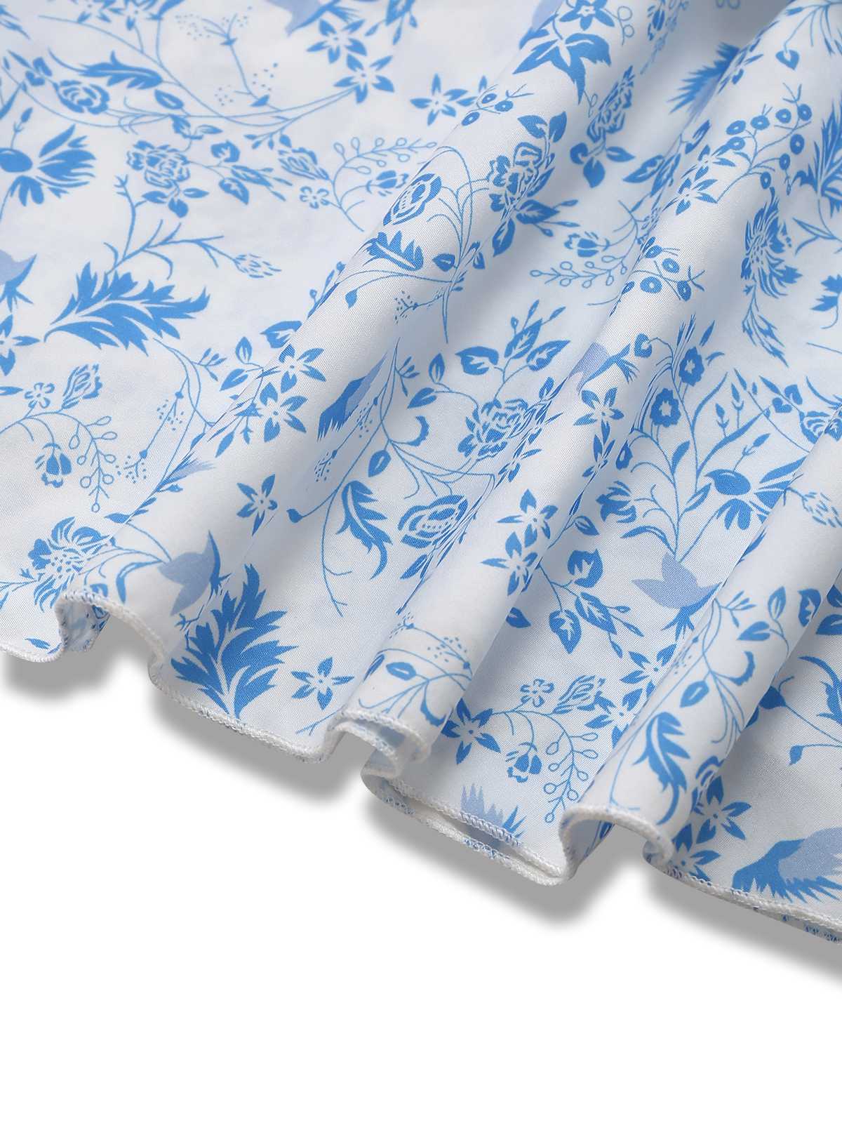 Blau 1970er Spaghetti Träger Blumen Stufenkleid - Image 4