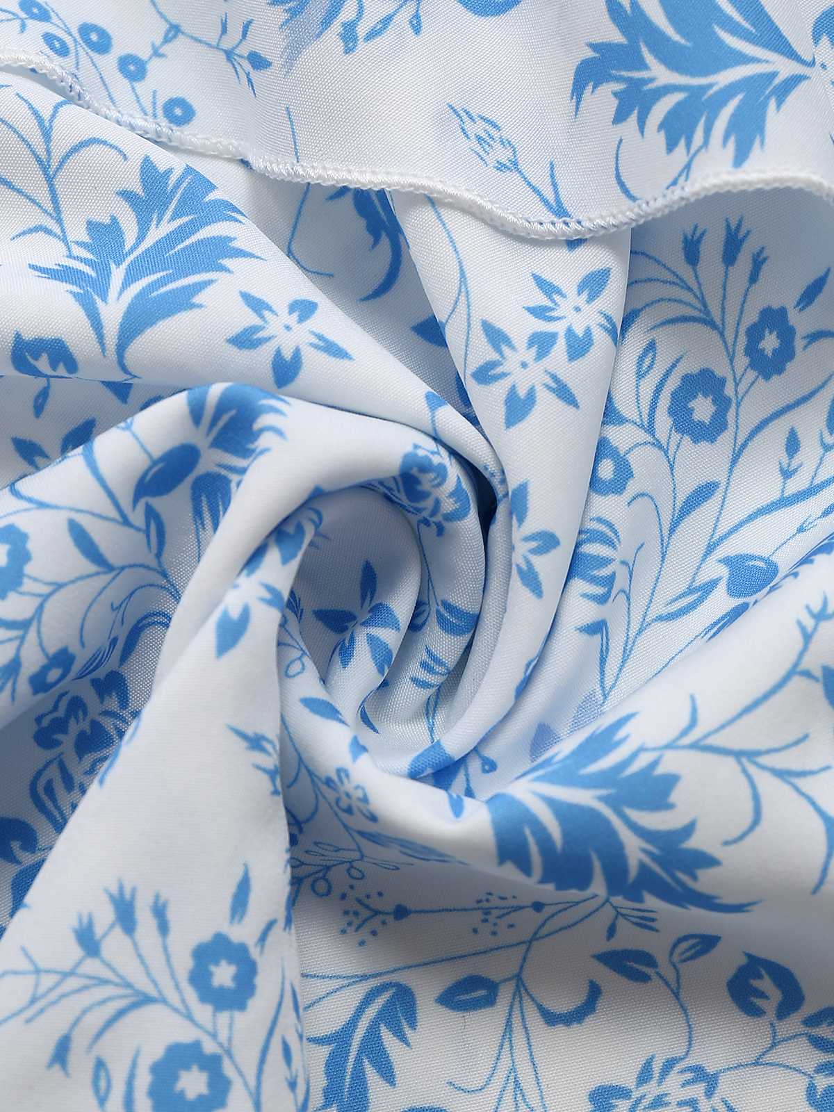 Blau 1970er Spaghetti Träger Blumen Stufenkleid - Image 5