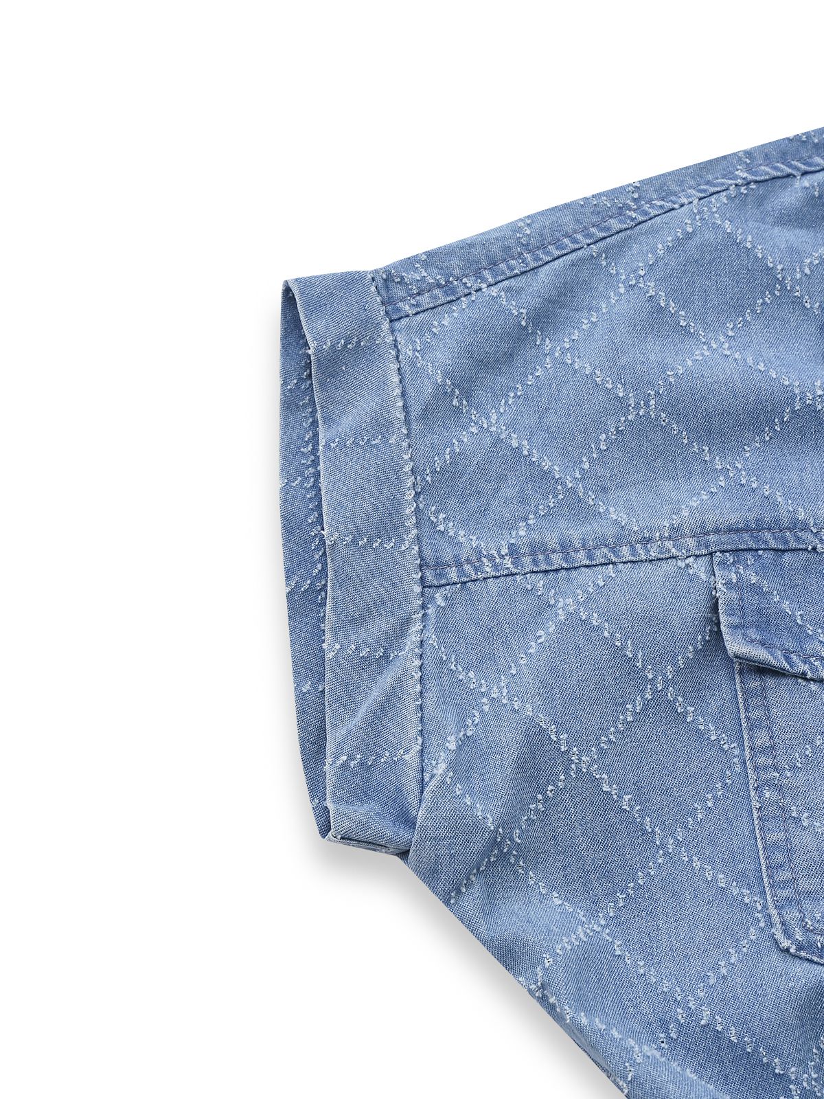 Blau 1980er Denim Durchgeknöpft Utility Romper - Image 4