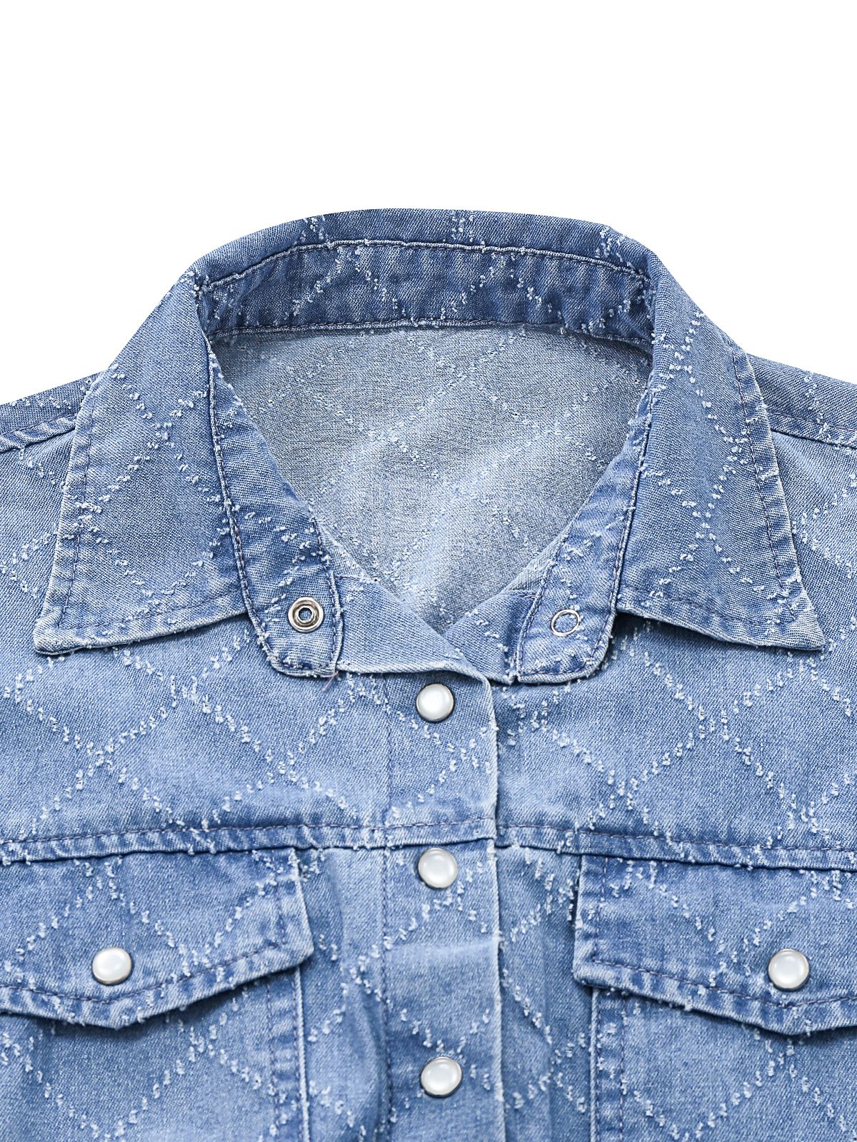 Blau 1980er Denim Durchgeknöpft Utility Romper - Image 5