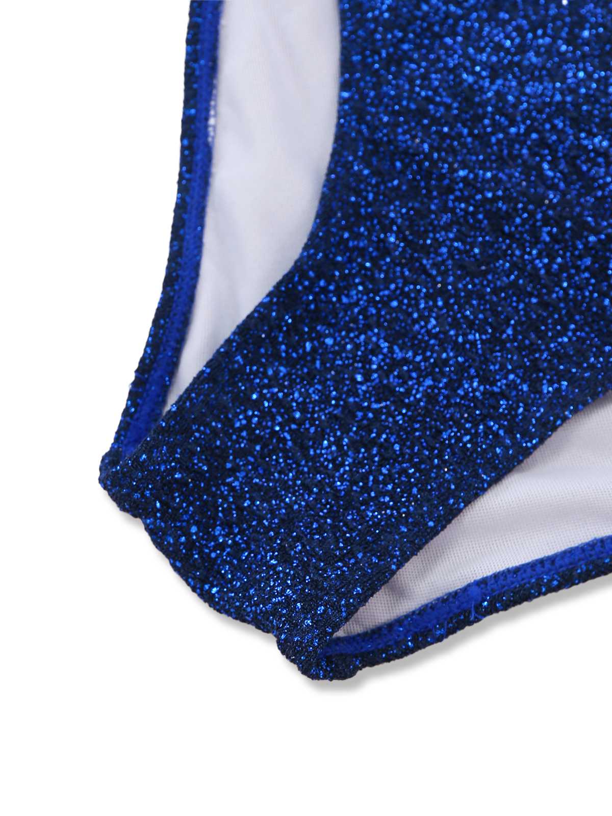 Blau 1980er Halter Perlen Pailletten Schimmernd Tankini Set - Image 6