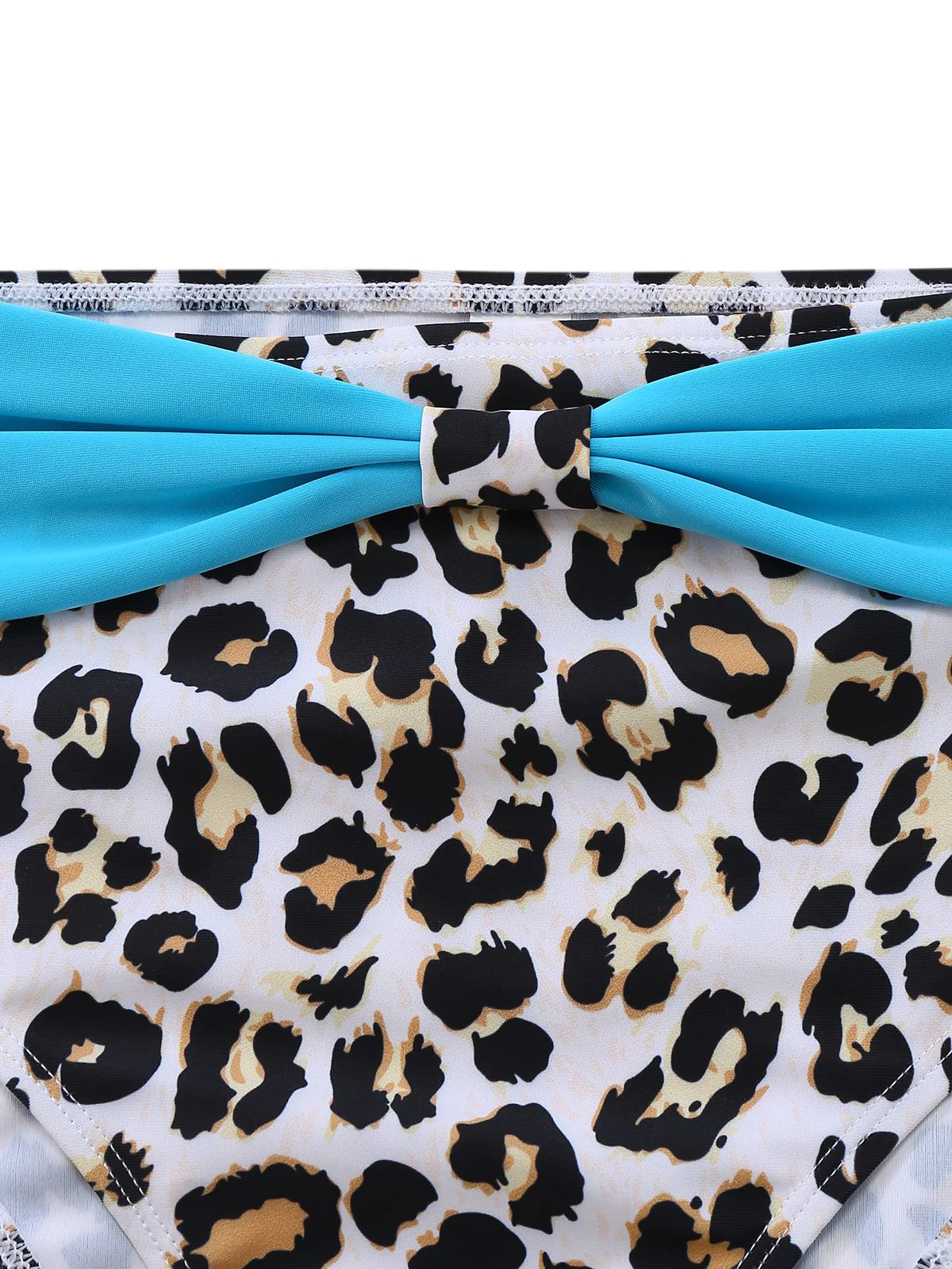Blau 1980er Leopard Schnürung Patchwork Bikini Set - Image 6