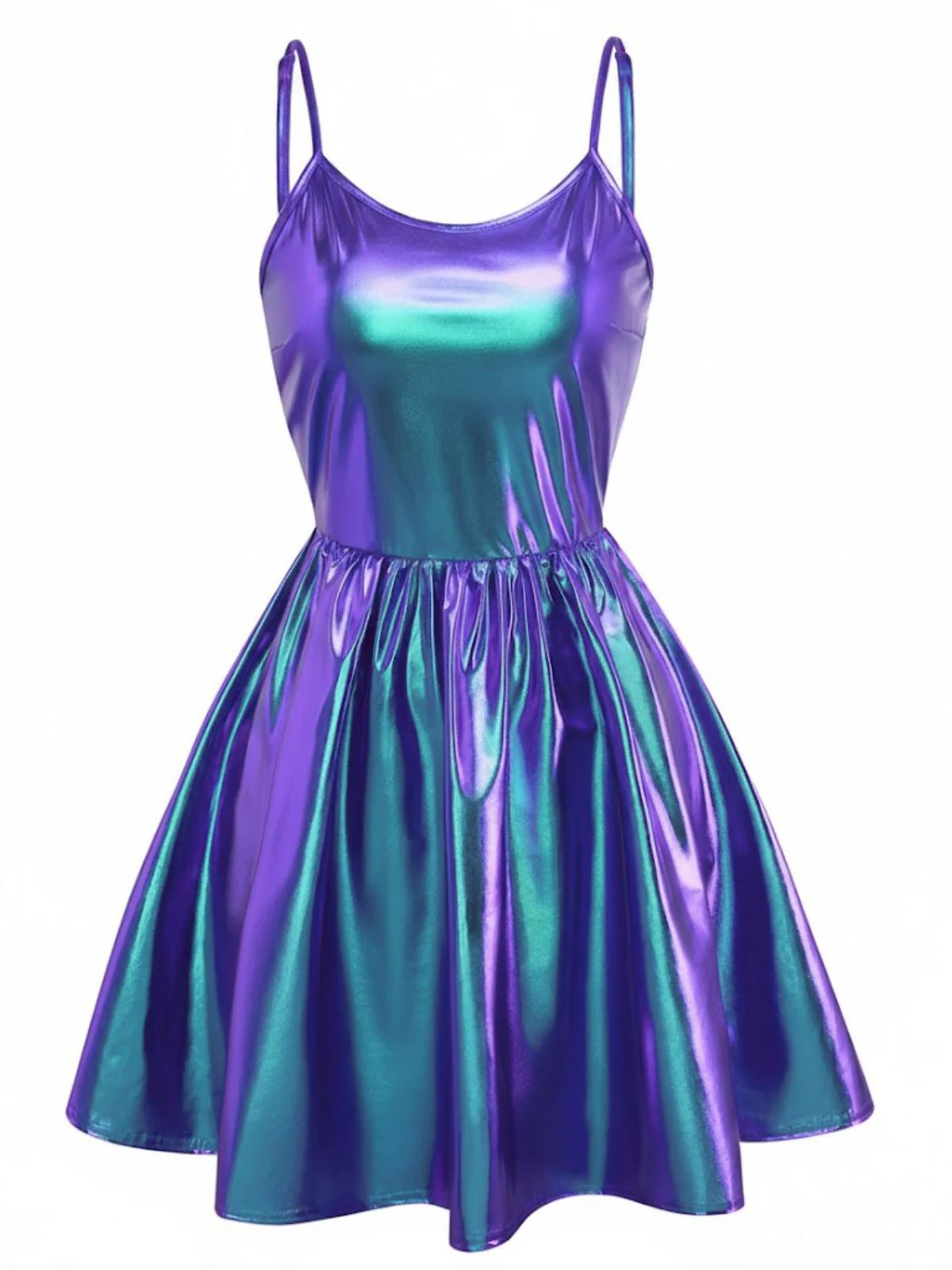 1980er Metallisch Spaghetti Träger Party Kleid - Image 12