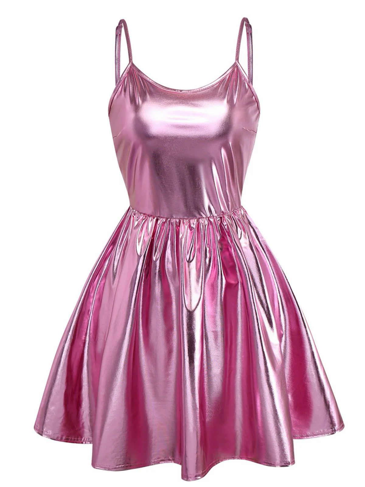 1980er Metallisch Spaghetti Träger Party Kleid - Image 8