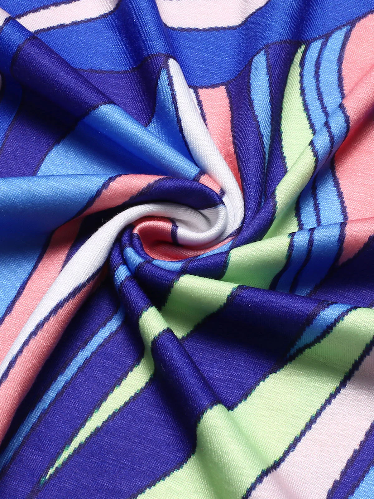 Blau 1980er Psychedelischer Druck Taillenbund Jumpsuit - Image 4
