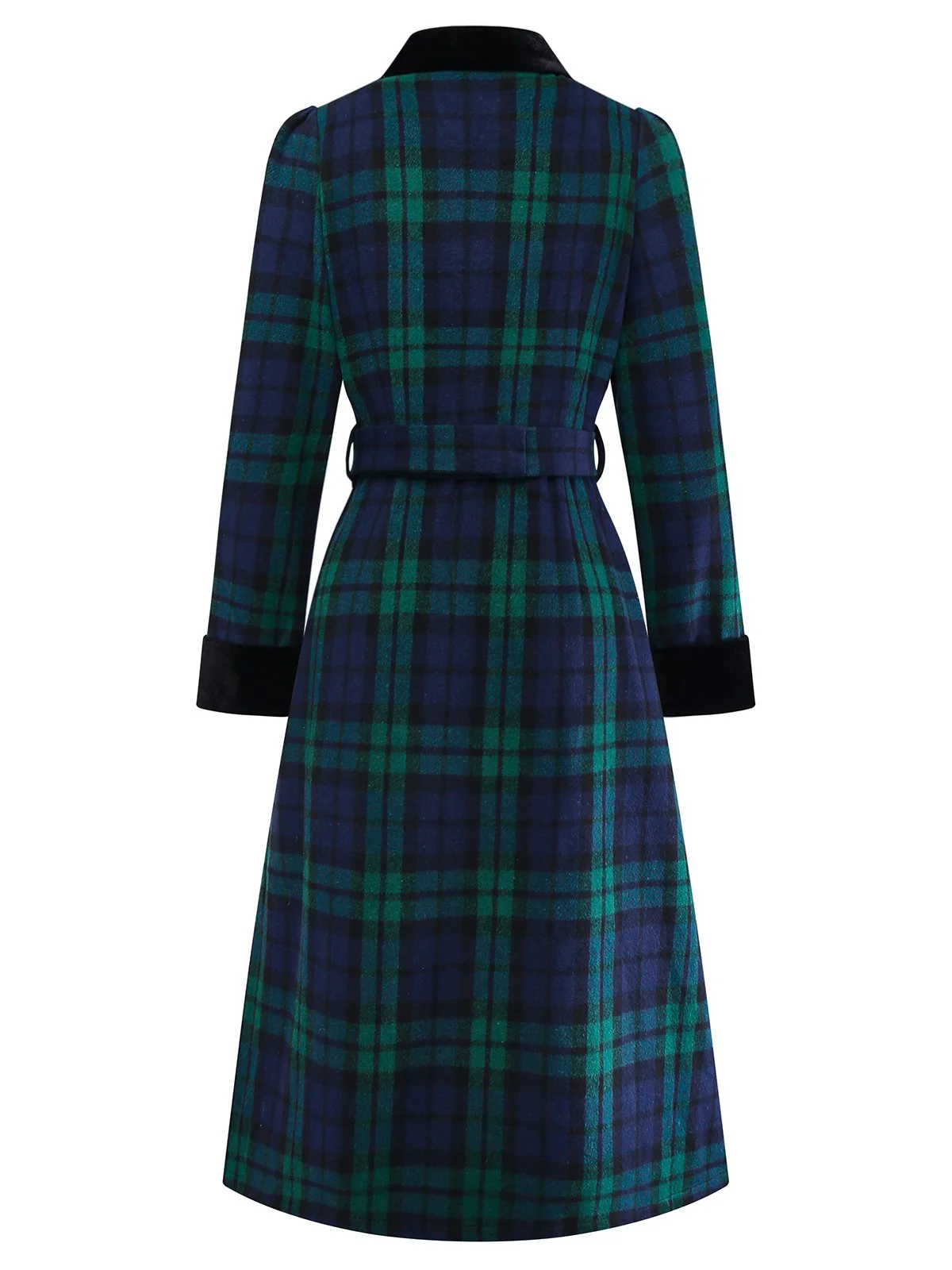 Blau & Grün 1940er Plaid Kerbkragen Mantel - Image 5