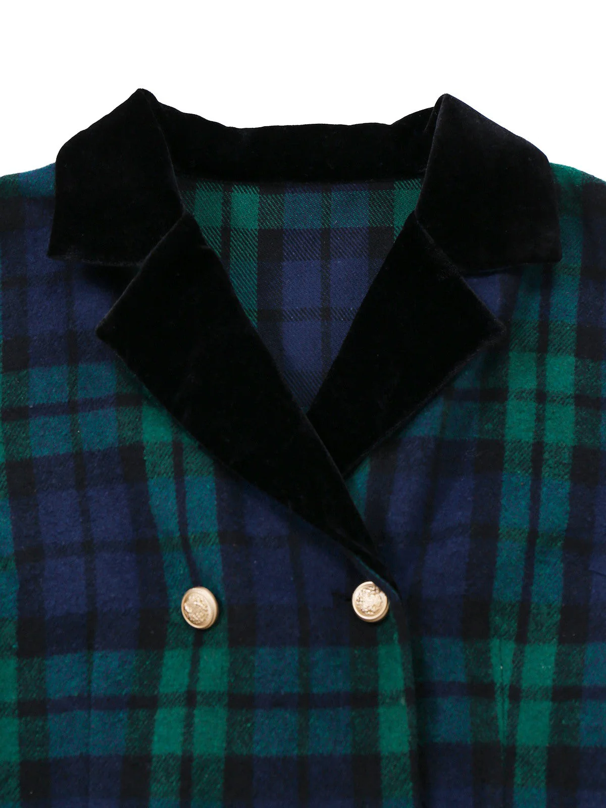 Blau & Grün 1940er Plaid Kerbkragen Mantel - Image 6