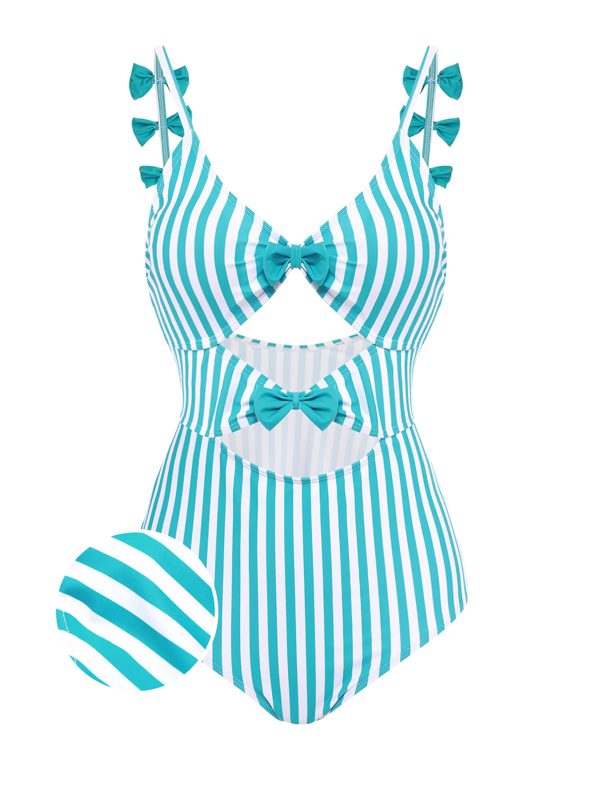 BLAU STREIFEN CUTOUT EINTEILIGES BIKINI SET - Image 2