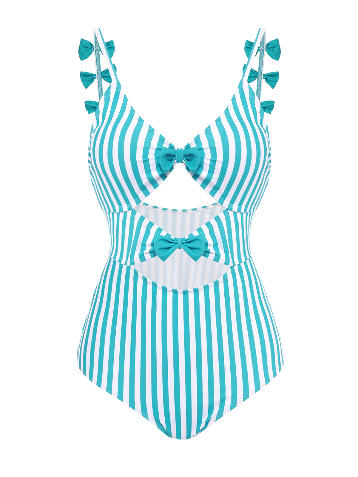 BLAU STREIFEN CUTOUT EINTEILIGES BIKINI SET - Image 3