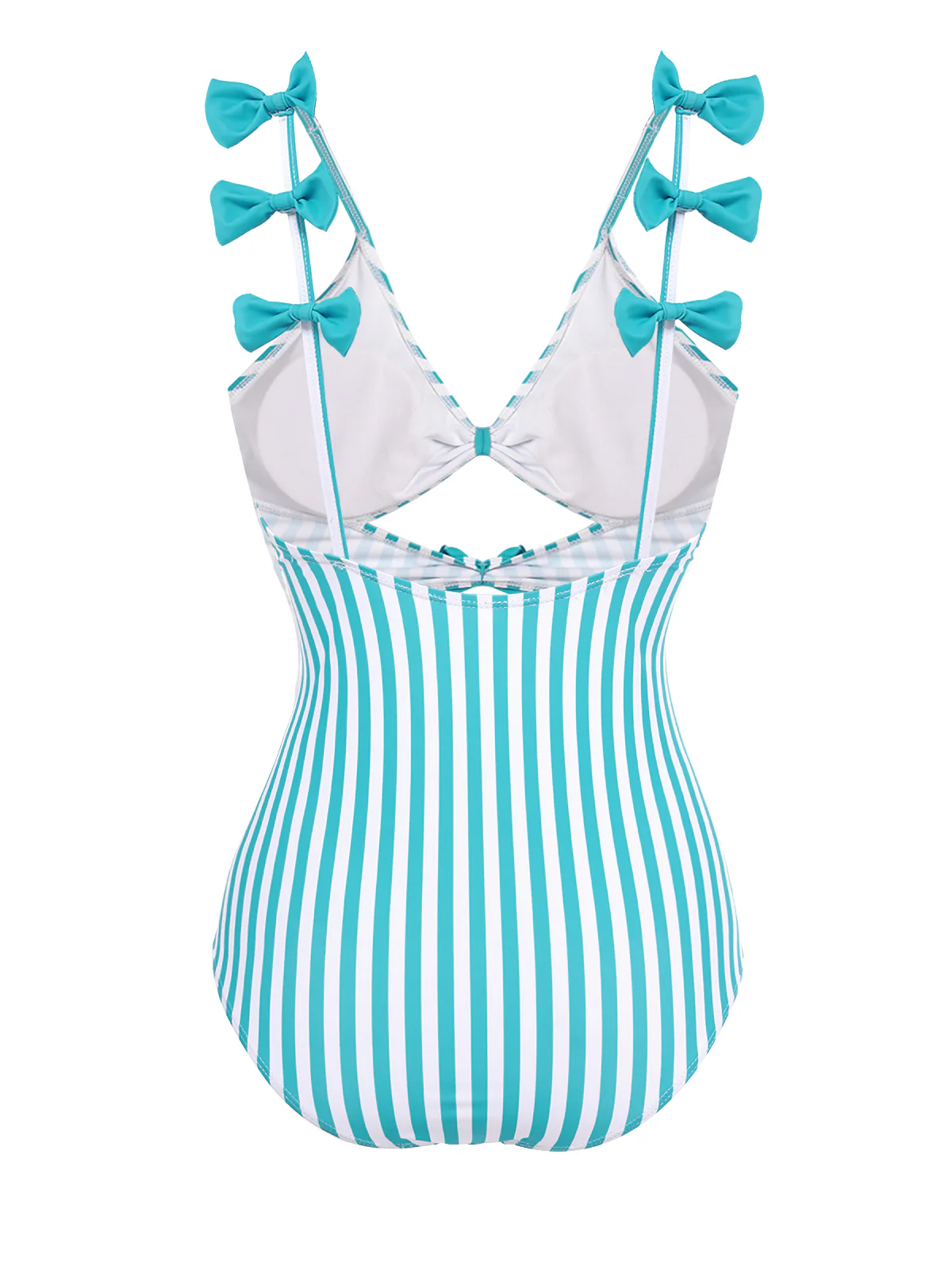 BLAU STREIFEN CUTOUT EINTEILIGES BIKINI SET - Image 4