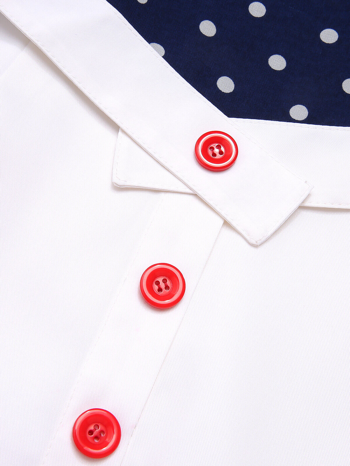 Blau & Weiß 1960er Polka Dot Langen Ärmeln Kleid - Image 6