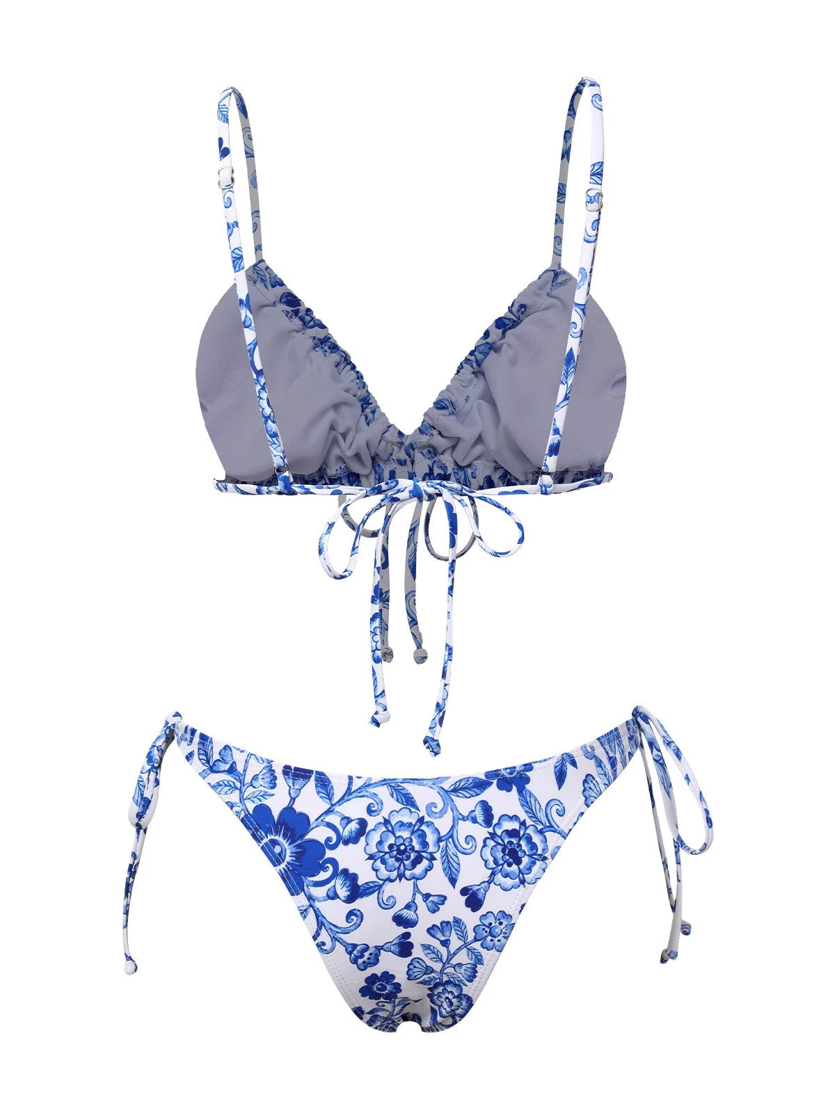 Blau & Weiß 1950er Porzellan Trägerbikini - Image 3