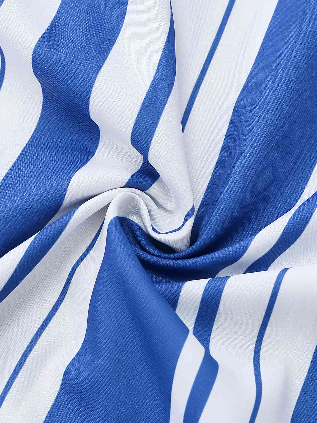 Blau & Weiß 1950er Streifen Spaghetti Strap Midi Kleid - Image 4