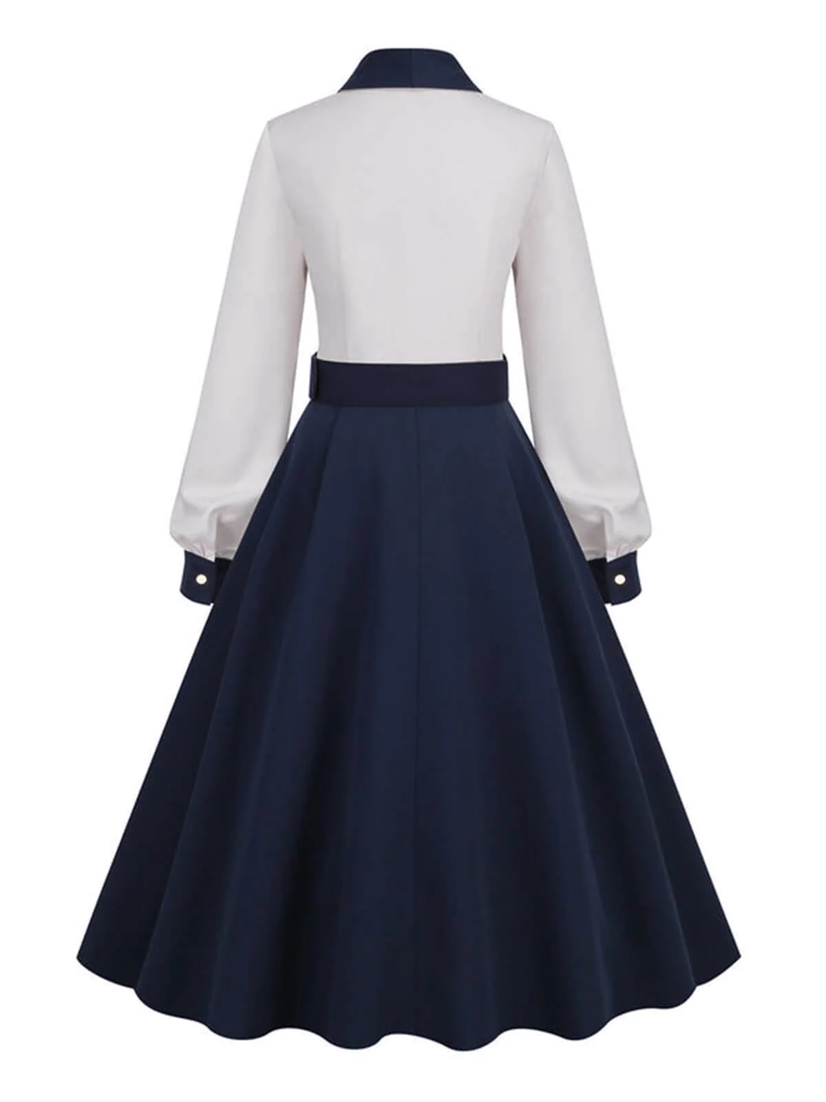 BLAU & BEIGE 1950ER FESTES PATCHWORK KLEID - Image 3