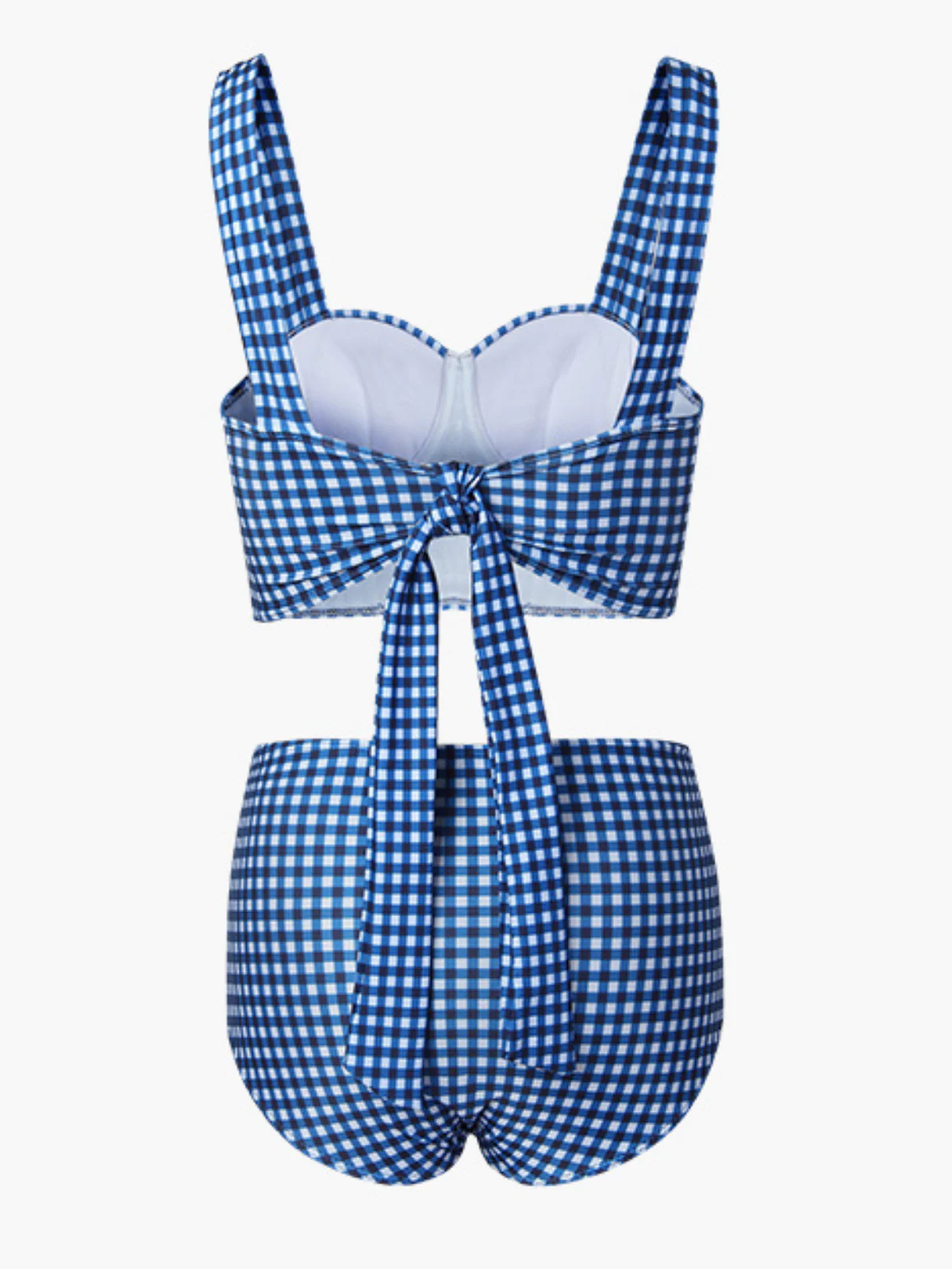 BLAUEM KARIERTEM BÄNDER BIKINI SET - Image 4
