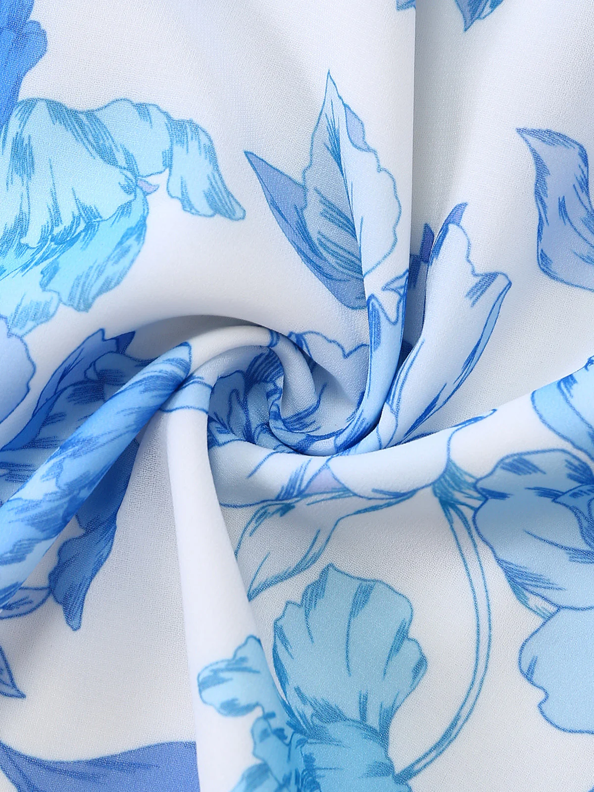 Blaues 50er Maxikleid mit Blumen-Print und Rüschen - Image 7