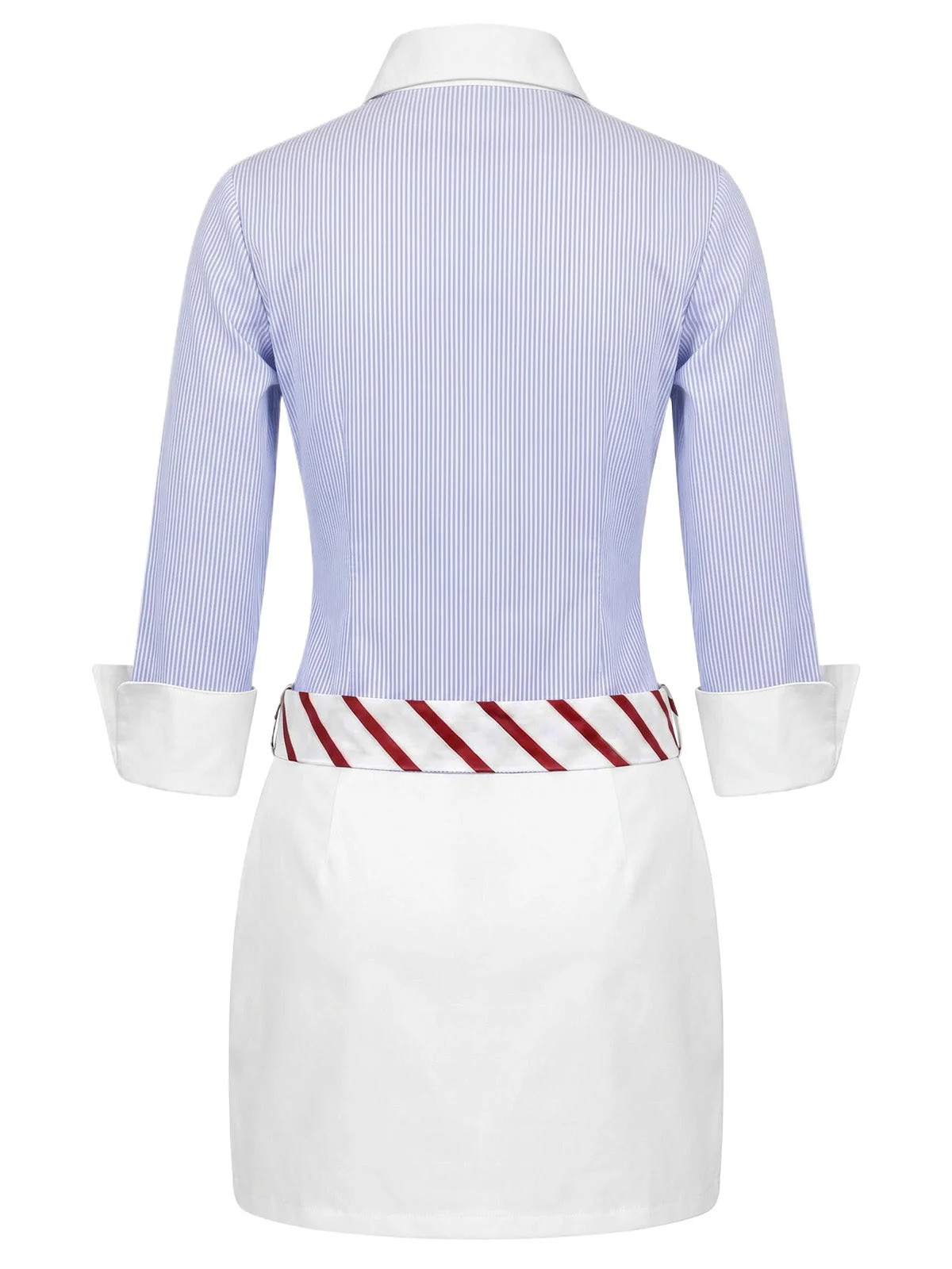 [Vorverkauf] Blaues 60er Kleid mit 3/4-Ärmel und Streifen - Image 4