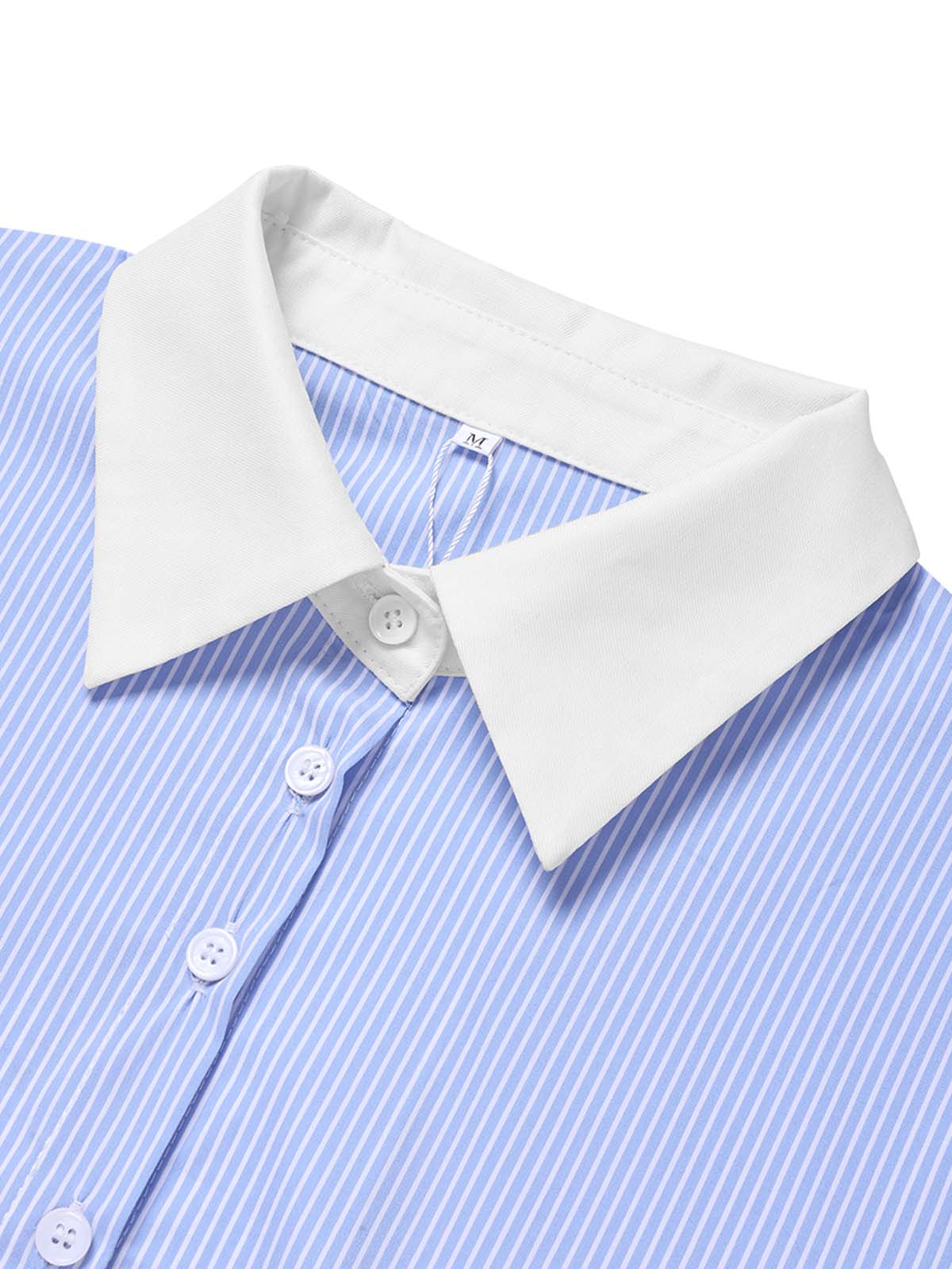 [Vorverkauf] Blaues 60er Kleid mit 3/4-Ärmel und Streifen - Image 6