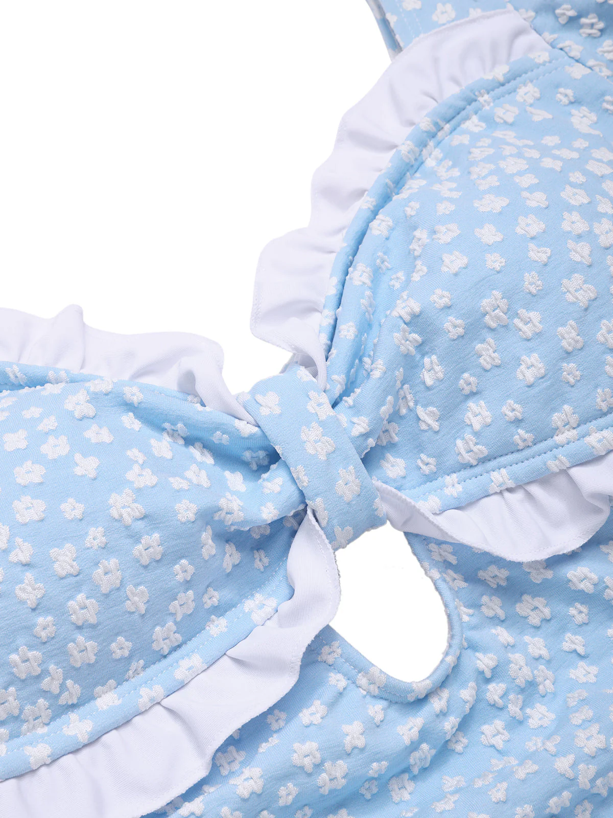 Blue 1940er Kleine Blumen Rüschen Badeanzug - Image 3