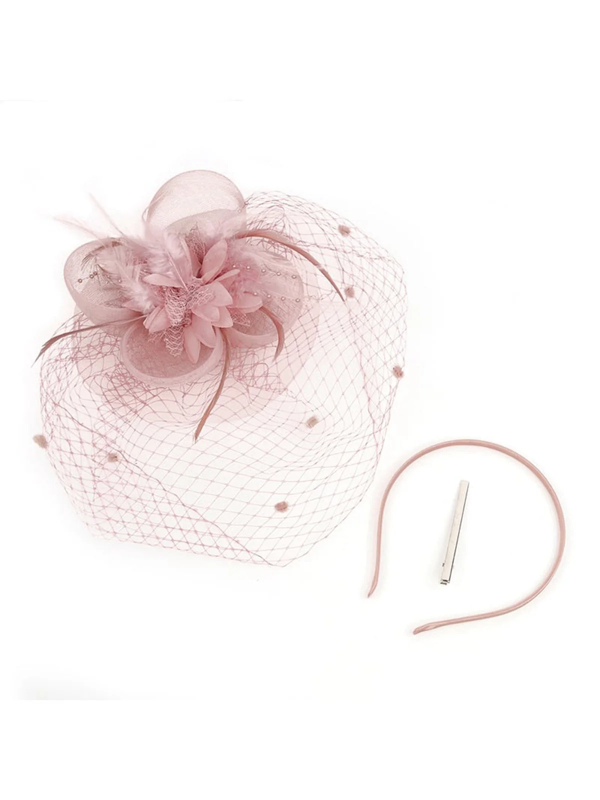 Blumen Feder Fascinator-Hut mit Schleier - Image 5
