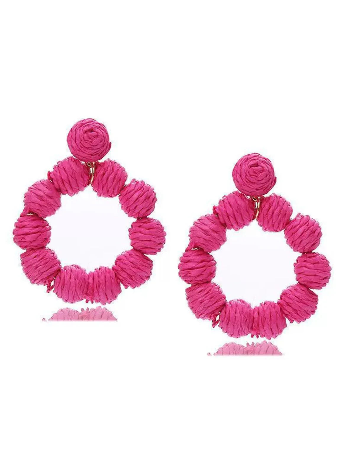 Bohemien Raffia-Creolen Statement-Ohrringe - Image 2